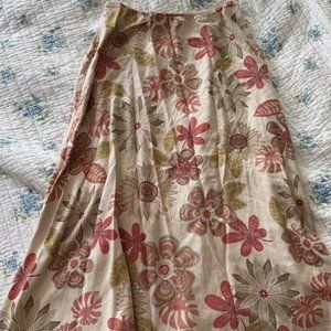 Red & Cream Floral Midi Skirt (S) (Croft & Barrow)